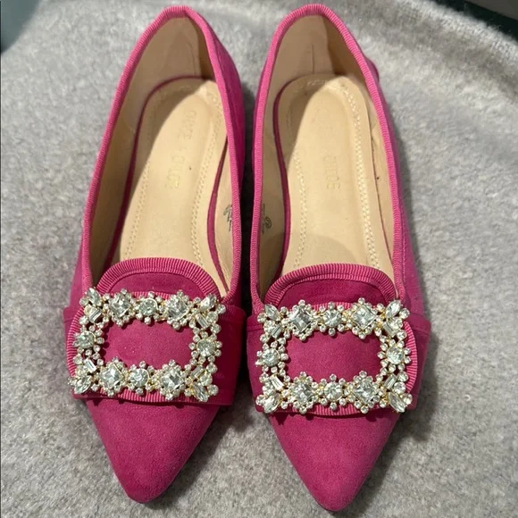 Elegant Pink Embellished Women's Flats - Picture 1 of 5